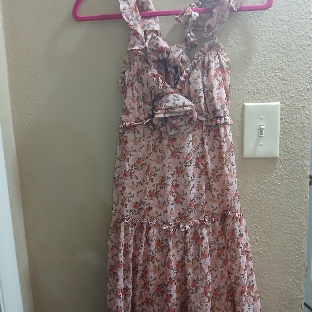 Blush Floral Midi Dress